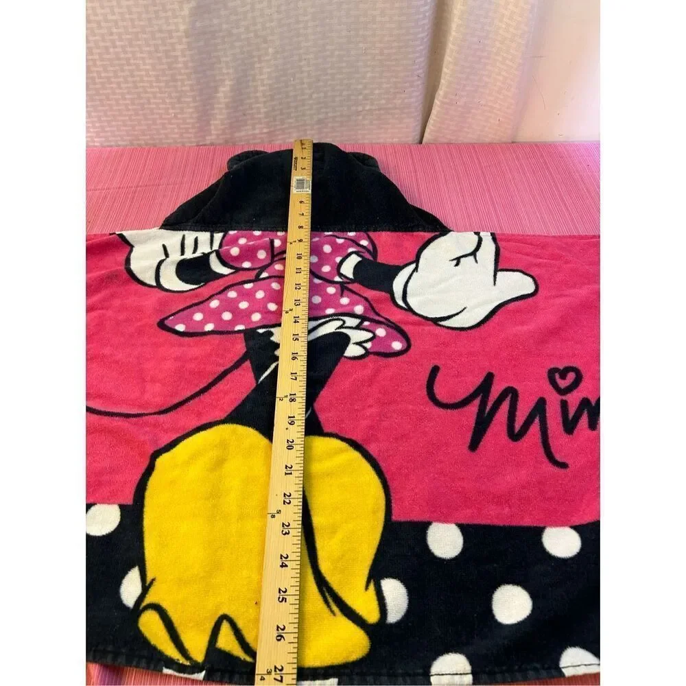 Disney Minnie hooded towel toddler pink black 100‎ cotton